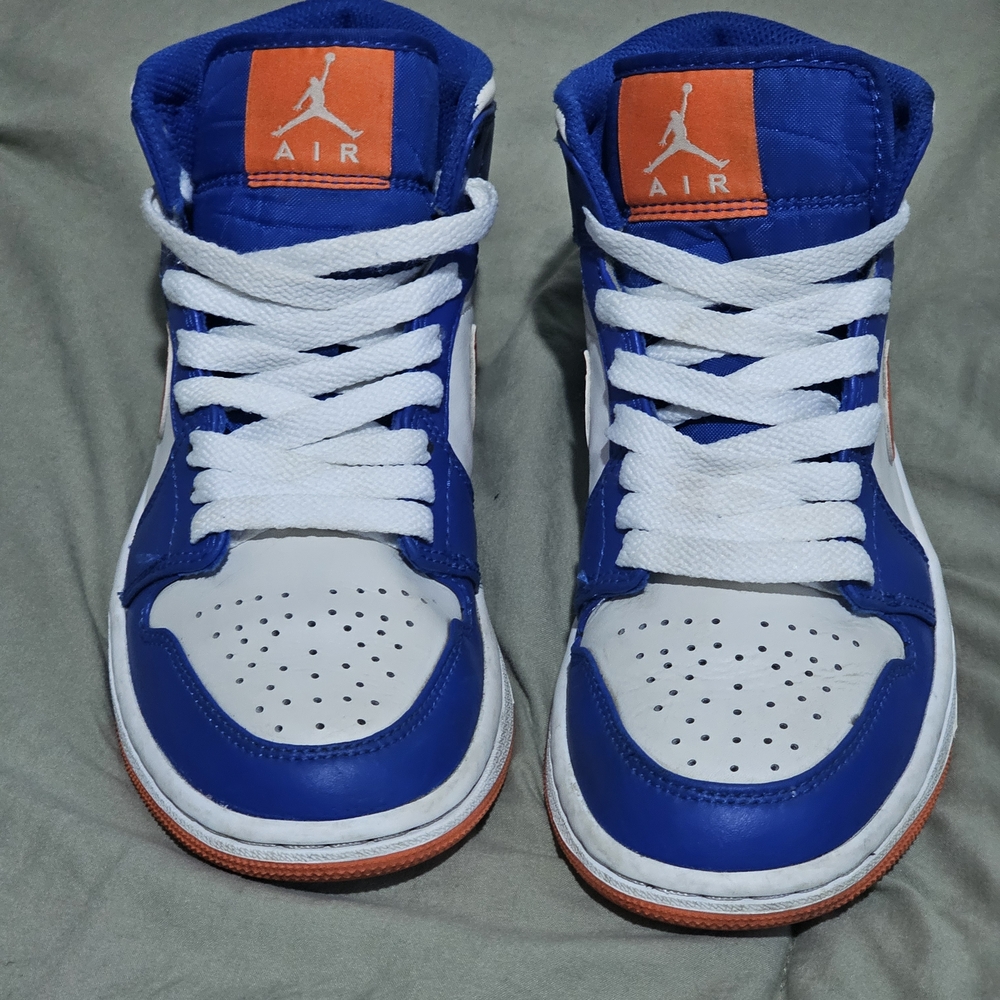 Blue and White Air Jordan Sneakers